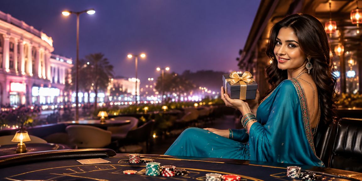Woman playing Teen Patti in traditional attire in Delhi